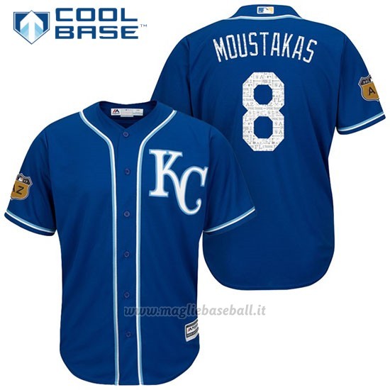 Maglia Baseball Uomo Kansas City Royals Mike Moustakas 8 2017 Allenamento Primaverile Cool Base Giocatore